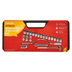 Amtech Socket Set 24Pc 1/2" for Automotive and Home Repair