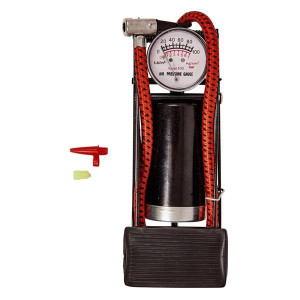 Amtech Single Foot Pump With Gauge for Cycling and Inflatable Toys, 0-100 PSI, Dual Measurement