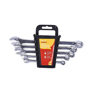 Amtech 5Pce Combination Spanner Set - 8mm, 10mm, 13mm, 14mm, 17mm, Drop Forged, Chrome Plated Steel, Storage Rack