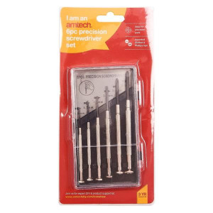 Amtech Screwdriver Set 6Pc - Precision, Ergonomic Handles, Durable Construction, Slotted and Phillips Head Sizes