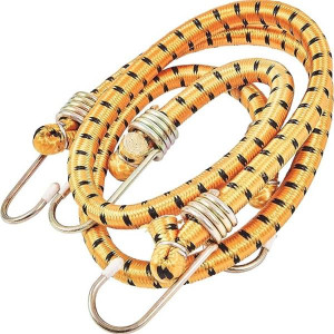 Amtech Bungee Cord 60cm 2 Piece - Black - Strong Metal Hooks and 50% Extension