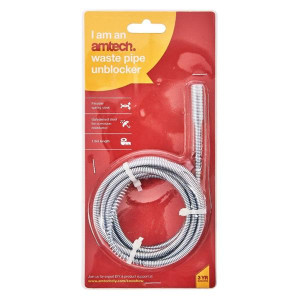 Amtech Waste Pipe Unblocker with 6mm Diameter Rod and 1.8m Length for Efficient Drain Clearing