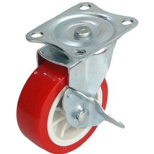 Amtech Castor Set Swivel, 75Mm, 4Pc, Heavy Duty, Dual Braking, Non-Marking Wheels for Furniture, Toolboxes, and Storage Containers