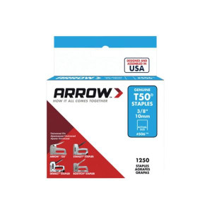 Arrow T50/55 3/8In Staples, 1250 Count for Roofing, Housewrap, Insulation, and More