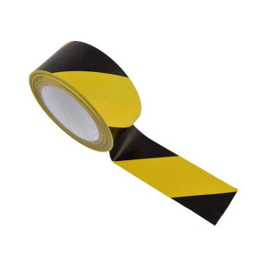 Yellow/Black Floor Marking Tape 50mm x 50m - High-Visibility, Durable Vinyl, Workplace Safety