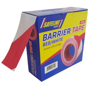 Safeline Barrier Tape 500M Red And White - High Visibility, Weather Resistant, Reusable, Outdoor and Indoor Use