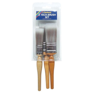 Fleetwood Brush Set Tech 3Pc, Synthetic Bristles, Ideal for Edges & Trims, Paint Brushes, 3 Piece Set