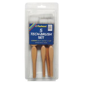Fleetwood Brush Set Tech 5Pc, Synthetic Bristles, Easy Clean, Re-usable, Edging & Trims, Paint Brushes
