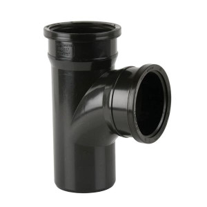 Cork Plastics 90-Degree Soil Pipe Tee, 110mm Black