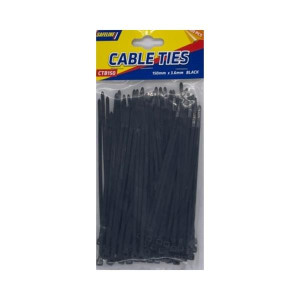 Safeline Cable Ties - 150Mm X 3.6Mm Black - Black Cable Management for Industrial and Commercial Use