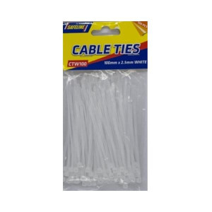 Safeline Cable Ties - Clear/White, 100Mm X 2.5Mm, for Organizing Cables and Wires