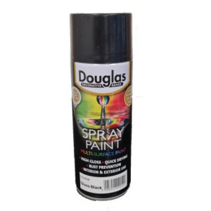 Douglas Spray Paint, 400Ml, Gloss Black, Lead and Toluene Free, Rust Prevention, Interior and Exterior Use