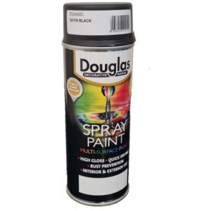 Douglas Spray Paint, 400Ml, Satin Black, Lead and Toluene Free, Rust Prevention, Interior and Exterior Use