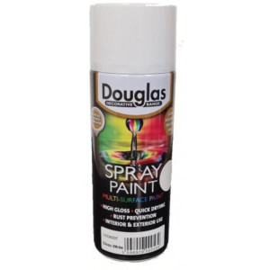 Douglas Spray Paint, 400Ml, Lead and Toluene Free, Gloss White, Rust Prevention, Interior and Exterior Use