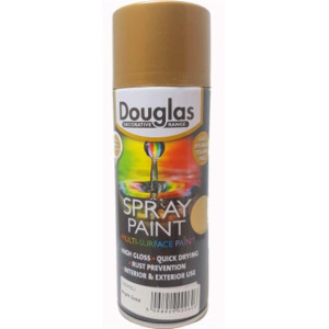 Douglas Spray Paint 400Ml Bright Gold, Lead and Toluene Free, High Gloss, Quick Drying, Rust Prevention, Interior and Exterior Use