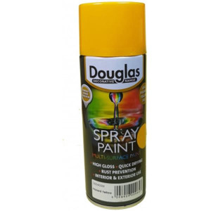 Douglas Hazard Yellow Spray Paint - Lead and Toluene Free, High Gloss, Quick Drying, Rust Prevention, Interior and Exterior use