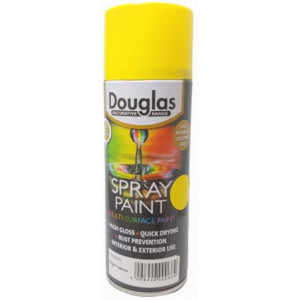 Douglas Spray Paint 400Ml Bright Yellow, Lead and Toluene Free, High Gloss, Quick Drying, Rust Prevention, Interior and Exterior Use