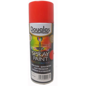 Douglas Spray Paint, 400Ml, Bright Red, Lead and Toluene Free, Rust Prevention, High Gloss, Quick Drying, Interior and Exterior Use