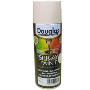Douglas Spray Paint, Lead and Toluene Free, High Gloss, Quick Drying, Rust Prevention, for Interior and Exterior use, 400Ml, Cream