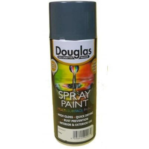 Douglas Spray Paint, 400Ml, Lead and Toluene Free, Grey, High Gloss, Quick Drying, Rust Prevention, Interior and Exterior use