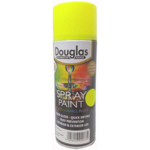 Douglas Spray Paint, Fuorescent Yellow, 400Ml, Lead and Toluene Free, High Gloss, Quick Drying, Rust Prevention, Interior and Exterior Use
