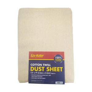 Ezy-Koter Cotton Twill Dust Sheet, 12 ft x 9 ft, Washable and Reusable, Protects Against Dust and Stains