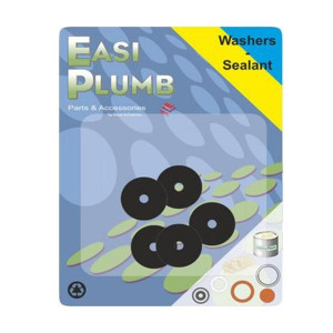 Easi Plumb Tap Washers, 1/2" Replacement, Non-Toxic, Pack of 5 for Bathroom Fixtures