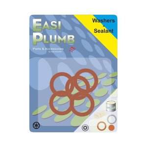 Easi Plumb Fibre Washers 1/2" 5Pk, Non-Toxic, No Thread Sealant Required for Flexible Plumbing Connectors