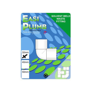 Easi Plumb 32mm White Waste Elbow Fitting for Efficient Water Drainage, Durable Plastic Construction, Leak-Proof Design, Easy Installation for DIY and