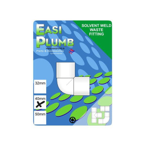 Easi Plumb 40mm White Waste Elbow Fitting for Kitchen, Bathroom, and Utility Waste Systems