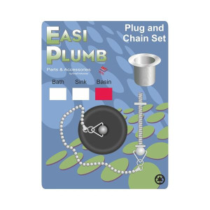 Easi Plumb Poly Basin Plug & Chain Set, Easy to Apply, High Quality Material