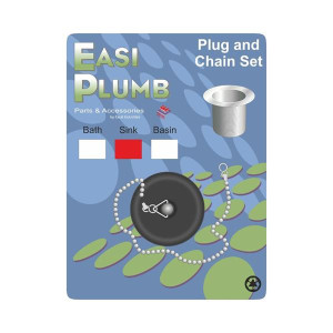 Easi Plumb Sink Plug & Chain Poly, Plumbing Essential, Regulates Flow from Sinks