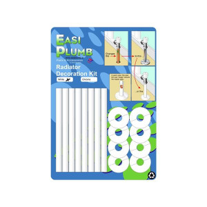 Easi Plumb Radiator Decoration Kit in White, Conceals Radiator Pipes, 20cm Pipe Trim, 6cm Collar Diameter, Home Decor
