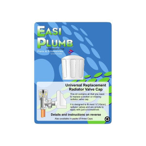 Easi Plumb Universal Replacement Radiator Valve Cap, White, Chrome Finish