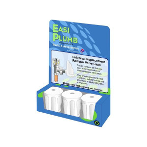 Easi Plumb Universal Replacement Radiator Valve Cap, White, 3-Pack