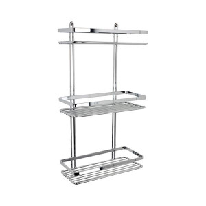 Euroshowers Wire Rectangular Basket Triple Shelf Chrome, 3 Tier Storage, Stainless Steel, 3 Year Rust Guarantee
