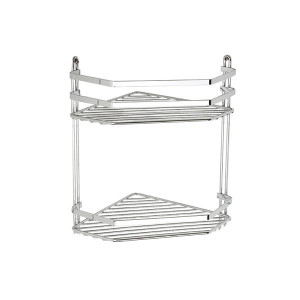 Euroshowers Wire Corner Basket Double Shelf Chrome, 2-Tier, Stainless Steel, Chrome Finish, 3-Year Rust Guarantee