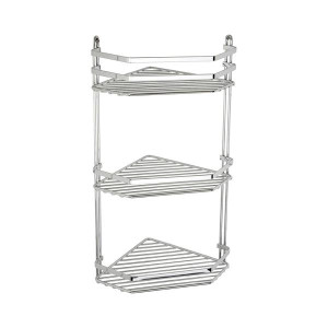Euroshowers Wire Corner Basket Triple Shelf Chrome, 3 Tier Storage, Stainless Steel, 3 Year Rust Guarantee