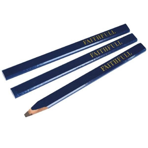 Faithfull Carpenters Pencils Blue-Soft 3Pk, Soft for Softwoods and Newly Felled Timber, 3 Pack