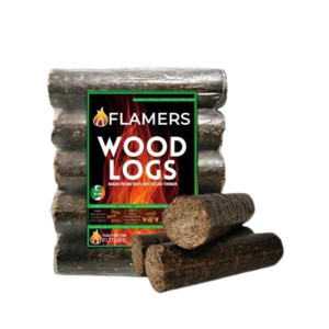 Flamers Heatlogs 5Pk 6.7Kg - 100% Renewable Wood, Smokeless, Made in Ireland