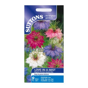 Sutton Seeds Love-In-A-Mist Nigella Persian Jewels Mix, Hardy Annual, Easy to Grow, 45cm (18")