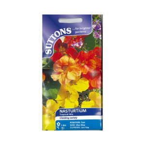 Sutton Seeds Nasturtium Tropical Mix, Climber Variety, Hardy Annual, 1.8m (6') Height