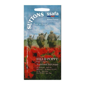 Sutton Seeds Field Poppy Papaver Rhoeas, Hardy Annual/Hardy Perennial, 30-60cm, June-August Blooms