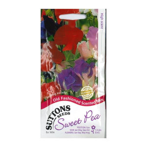 Sutton Seeds Sweet Pea Old Fashioned Scented Mix, Hardy Annual, 1.8m (6') Tall, Medium Scent