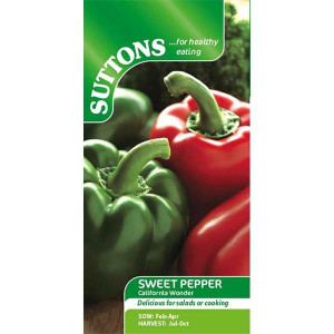 Sutton Seeds California Wonder Sweet Pepper Seeds for Greenhouse or Outdoor Growing