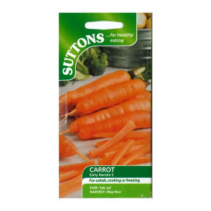 Sutton Seeds Carrot Early Nantes 5, Suberb taste, top seller, for Salads, Cooking or Freezing