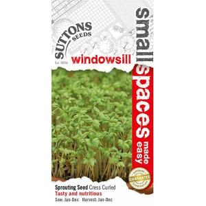 Sutton Seeds Cress Curled, 27g, Indoor Growing, Ready in 6-8 Days