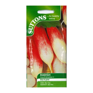 Sutton Seeds Radish French Breakfast 3, Fast Grower, 5-8 Weeks Maturity, for Spring and Fall Harvest