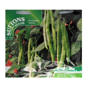 Sutton Seeds Runner Bean Scarlet Emperor, Easy to Grow, Heavy Yielding, 12-16 weeks maturity