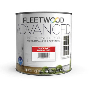 Fleetwood Advanced Quick Drying Gloss Brilliant White 1L, High-Opacity, Low Odour, Suitable for High-Traffic Areas